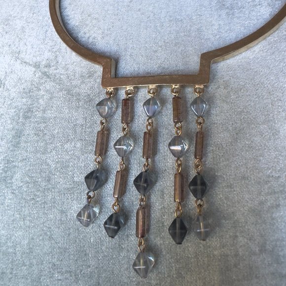 VTG NWT GIVENCHY Designer NECKLACE/COLLAR Muted GOLD TONE  BLUE/BRONZE STONES - Picture 6 of 7